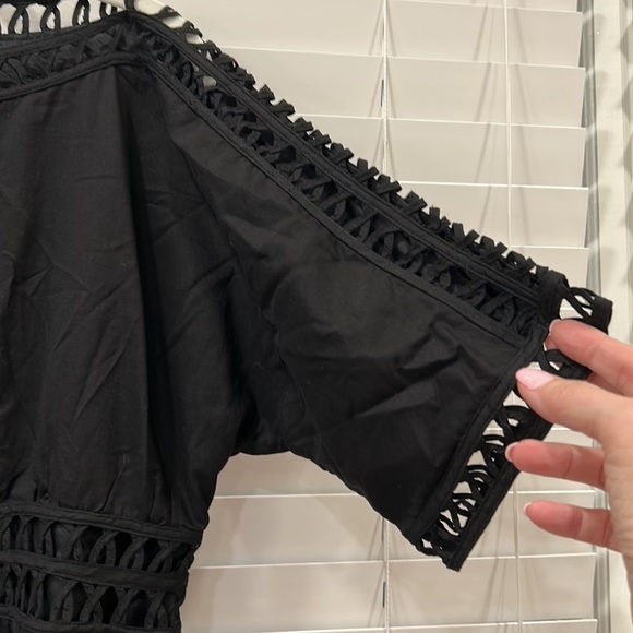 Cynthia Steffens Black 100% Cotton Dress with Beautiful Sewn Detail sz. 14 - Picture 5 of 10